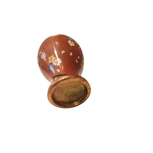 Vintage Chinese Cloisonne Vase Floral Rust Gold Small Home Decor 6.5" - Picture 5 of 7